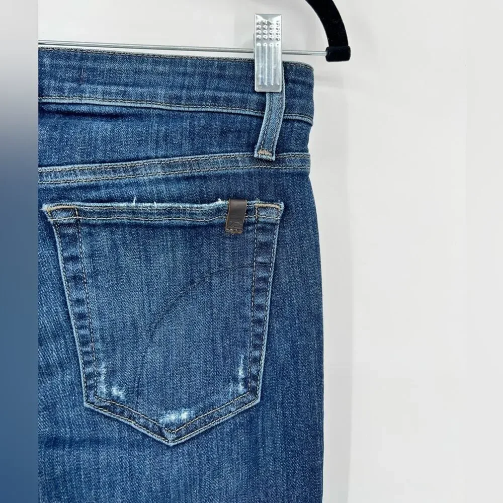 Joe’s Jeans Rolled Crop Leanne Lae Distressed Stretch Blue Medium Wash Zip 26